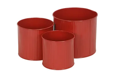 Produktbild von Metall Topf Übertopf Blumentopf 3er Set rot Ø11+13+16cm Pflanzgefäß