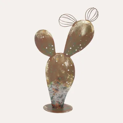 Immagine prodotto di KEYHOMESTORE | Cactus Medio in Ferro Corten Marrone Ruggine (60x34x12 cm)