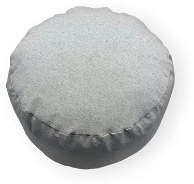 Immagine prodotto di Cuscino da meditazione, diametro 32 cm, forma rotonda, colore sabbia, imbottitura in gusci di grano saraceno, rivestimento removibile, ideale per lo yoga