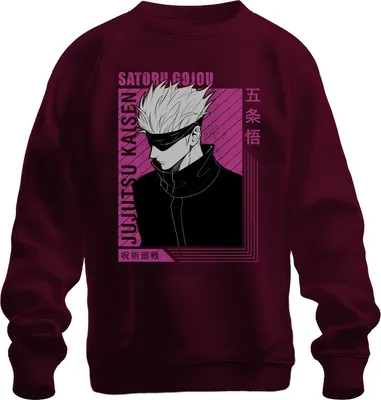 Immagine prodotto di Satoru Gojo Jujutsu Kaisen capelli bianchi benda fan regalo unisex felpa pullover, Borgogna, XL