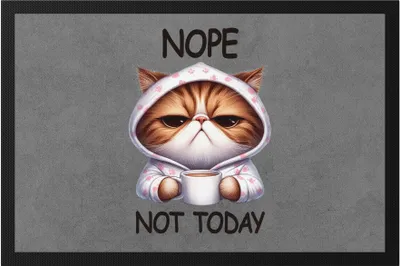 Produktbild von Nope Not Today Fußmatte Katze Lustig Süß Geschenkidee für Morgenmuffel