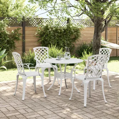 Image de vidaXL Ensemble de jardin 5 pièces blanc fonte d'aluminium