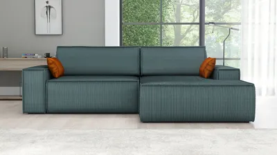 Produktbild von Ecksofa TOR mit Schlaffunktion. Farbe: Azur.