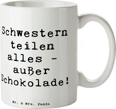 Produktbild von Mr. & Mrs. Panda Pott Spruch Schwestern Liebe - Weiß - Geschenk, Teetasse, Teepott, Geschenke, Teilen, Humor, Kaffeetasse, Tasse, Schwester, Geschwisterliebe, Schokolade