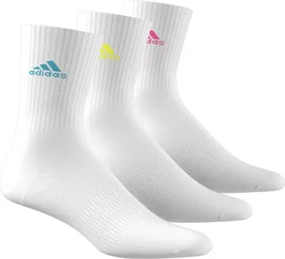Produktbild von adidas Uni Kinder Cushioned Crew Socks 3 Pairs, White/Lucid Cyan/Lucid Lemon/