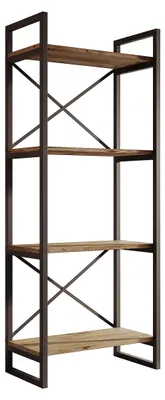 Image de Bibliothèque industrielle avec cadre en métal et étagères en bois