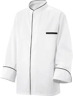 Produktbild von Kochjacke langarm, Fb. weiss, mit Paspel schwarz, Gr. 2XL : 2XL : weiß : 100% Baumwolle 230 g/m² (15)