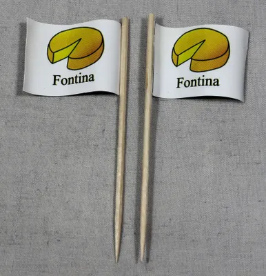 Produktbild von Party-Picker Flagge Fontina Käse Papierfähnchen in Spitzenqualität 25 Stück Beutel