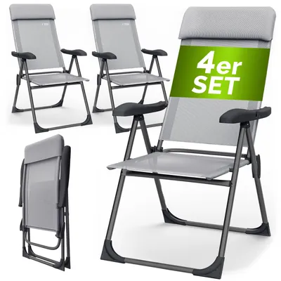 Produktbild von CASARIA® Gartenstühle 4er Set Klappbar 7-fach Verstellbar Alu mit hoher Rückenlehne Liegefunktion Faltbar Balkon Campingstuhl Klappstuhl Hochlehner