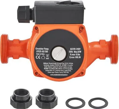 Image de Pompe de circulation – 220 V, 92 W, 60 L/min, pompe pour eau chaude, raccordement fileté NPT 1-1/2 pouces, pompe à 3 vitesses, fonctionnement silencieux pour les systèmes d'eau chaude domestiques