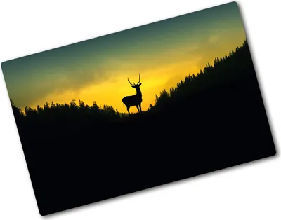 Produktbild von Tulup Glas Herdabdeckplatte - 80x52 cm - Glaskeramikkochfeld-Abdeckung Spritzschutz Glasabdeckplatte - Einteilig - Tiere - Hirsch - Gelb