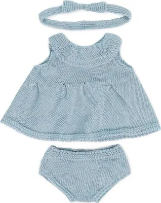Produktbild von Miniland Gestricktes Outfit-set: Kleid & Stirnband 38 Cm Blau  Blau One Size