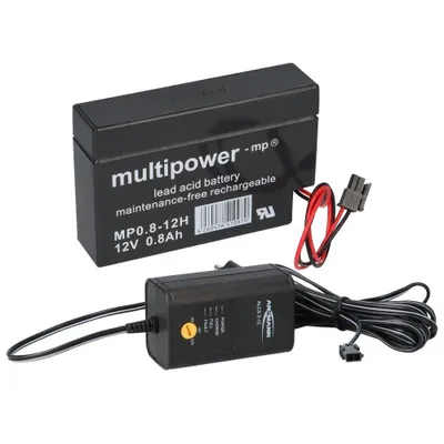 Produktbild von Ladegerät mit 1x Blei-Akku 12V 0,8Ah MP0.8-12H Heim & Haus Molex Stecker