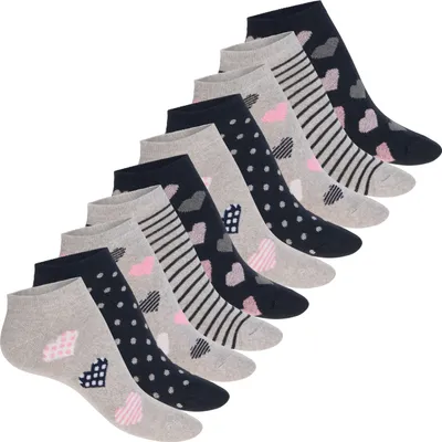 Produktbild von Celodoro Damen Süße Eco Sneaker Socken (10 Paar) Kurzsocken aus regenerativer Baumwolle - Blau Grau 39-42
