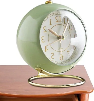 Productafbeelding van Analoge Wekker - Stille Klok - Wakker Worden - Niet Tikkend - 10.5 cm - Groen