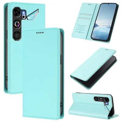 Obrázek produktu pro Kožené pouzdro pro ZTE nubia Neo 5 GT, magnetické flipové pouzdro zPolyuretankůže se stojánkem Mátově zelená