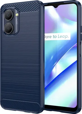Produktbild von Realme C30S Hülle, Carbon-Faser TPU Silikon Stoßfest Schutzhülle für Realme C30S Blau