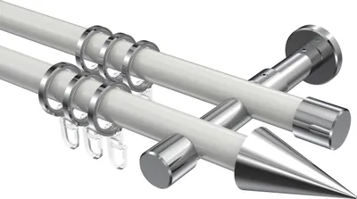 Produktbild von Interdeco Gardinenstange / Vorhangstange Weiß / Chrom, Typ Prestige Savio (Kegel), 20 mm Ø 2-läufig, 280 cm