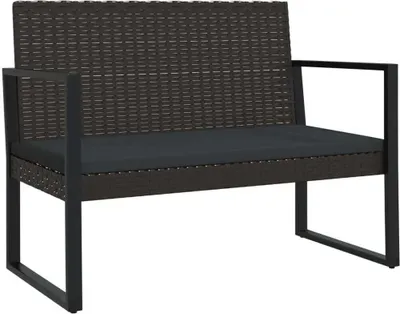 Immagine prodotto di Panchina da giardino con cuscini neri 106 cm in poly rattan