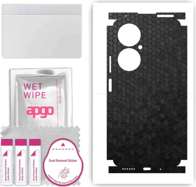 Produktbild von apgo Rückseite + Seiten Schutzfolie, Skin, kompatibel mit Huawei Nova 11i, Hinten Displayschutzfolie aus Vinylfolie, kratzfest, einfache Montage - Schwarze Honigwabe