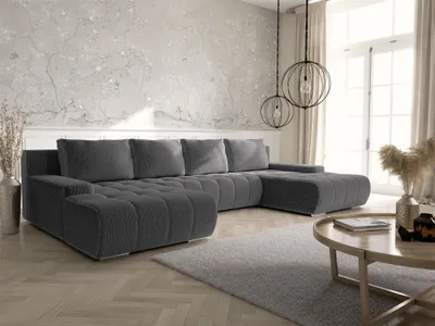 Produktbild von Wohnlandschaft Sofa mit Schlaffunktion VOGAR Stoff Poso Dunkelgrau