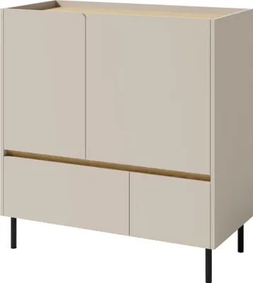 Produktbild von Kommode 95X105X40 Cm Luca Lc9 Schrank 2 Schubladen 2 Türen Sandbeige/Eiche Geölt