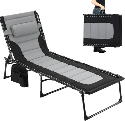 Zdjęcie produktu dla Składany leżak – do ogrodu i plaży – metalowa konstrukcja – bez podłokietników – maksymalne obciążenie 150 kg – wymiary: 199 x 66 x 35 cm