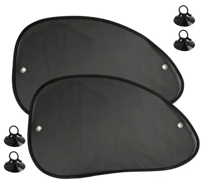 Immagine prodotto di Tende parasole per auto, confezione da 2 pezzi, per finestrini laterali, protezione UV, con ventose, dimensioni 65 x 38 cm