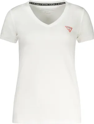 Produktbild von Damen Kurzarm T-Shirt aus Baumwolle mit V-Ausschnitt & Logo