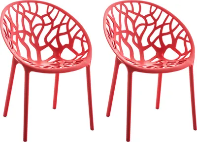 Produktbild von CLP 2er Set Gartenstuhl Hope, Modernes Design, Wetterfest, Stapelbar, Mit Armlehnen rot