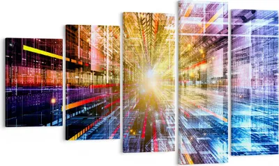 Produktbild von Bild auf Leinwand - Leinwandbild - Grafik Computer Raum Geometrie - 100x60cm - Wand Bild - Wanddeko - Leinwanddruck - Bilder - Kunstdruck - Wanddekoration - Leinwand bilder - Wandkunst - EG100x60-2350