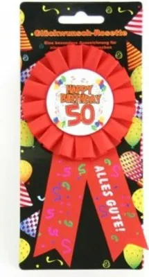 Produktbild von Rosette Anstecker zum 50. Geburtstag Happy Birthday