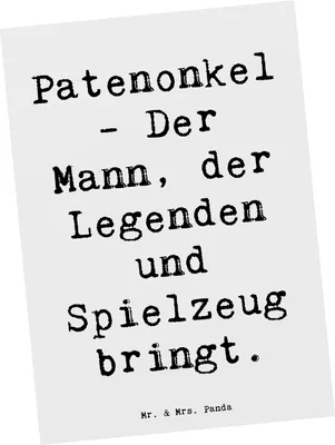 Produktbild von Mr. & Mrs. Panda bildkarte Spruch Patenonkel Geschenk - Weiß - Grußkarte, Ansichtskarten, Familie, Kunstkarten, Freude, Patenschaft, einzelkarte, Patengeschenke