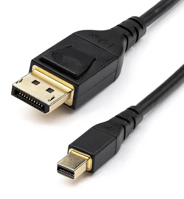 Produktbild von StarTech.com Mini DisplayPort auf DisplayPort 1.4 Kabel 2m – 8K 60Hz, HBR3, HDR, Ultra HD 4K 120Hz, Slim 34 AWG, Schwarz