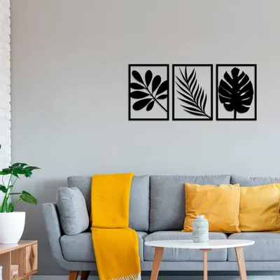 Immagine prodotto di Wallity, Foglie- TNL1907, Nero, Altre decorazioni per la casa, 30 x 42 cm, 100% metallo (Spessore: 1