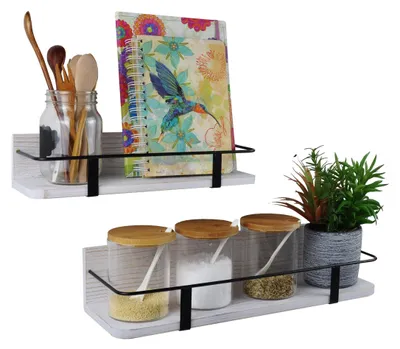 Immagine prodotto di Omgoods - Set di 2 mensole da parete in legno per decorazione