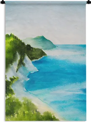 Produktbild von MuchoWow® Wandteppich Wandbehang Meer - Strand - Berge 60x90 cm Tapisserie Dekoration Wandtuch - Foto-Teppich - Abwaschbar