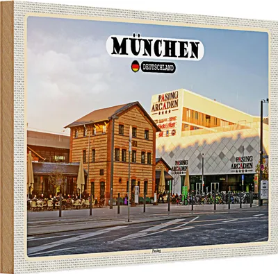 Produktbild von Holzschild Städte München Pasing Stadt Zentrum 30x20cm