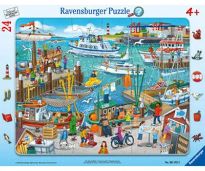 Produktbild von 24 Teile Ravensburger Kinder Rahmen Puzzle Ein Tag am Hafen 06152