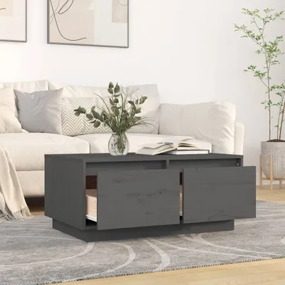 Produktbild von "2026 Promotion" Couchtisch Wohnzimmer - Kaffeetisch - Grau 80x50x35 cm Massivholz Kiefer - Sofatisch CC27855