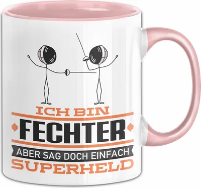 Produktbild von Fechter Geschenk Tasse Ich Bin Fechter Aber Sag Doch Einfach Superheld Lustige Geschenkdiee für Fechter Kaffee-Becher (Rosa)