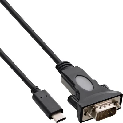 Produktbild von InLine USB zu Seriell Adapterkabel, USB-C an 9pol Sub D Stecker, 1,8m, Schwarz, 1,8 m, USB Typ-C, DB-9, Stecker, Stecker