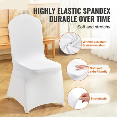 Obrázok produktu pre Poťahy na stoličky - Poťah na stoličku - Malý poťah na stoličku - Čalúnenie stoličiek - Elastický poťah na stoličku (Elastan) - Biely - Súprava 100 kusov