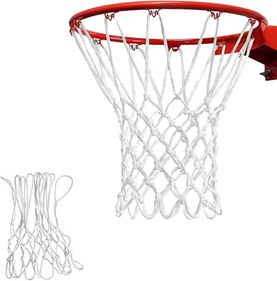 Imagen del producto de Red de baloncesto de nylon, resistente a la intemperie, de 55 cm de diámetro, con 12 aros, apta para uso en interiores y exteriores