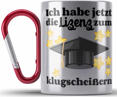 Produktbild von Trendation - Bachelor Geschenk Abschluss Edelstahl Tasse Karabiner Spruch Master Abitur Abi Graduation Bestanden Prüfung (Rot)