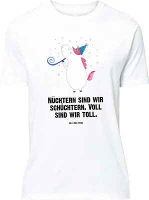 Produktbild von Mr. & Mrs. Panda Größe XL T-Shirt Einhorn Party - Weiß - Geschenk, Einhörner, Club, Tshirt, Disco, mit Spruch, Unicorn, Geburtstag, Shirt, Konfetti, Alkohol