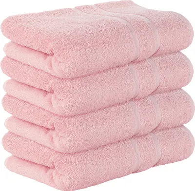 Produktbild von StickandShine 4er SET Premium Frottee Badetuch 100x150 cm in zartrosa  in 500g/m² aus 100% Baumwolle