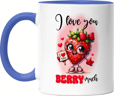 Produktbild von I Love You Berry Much Erdbeere Liebe Tasse Blau