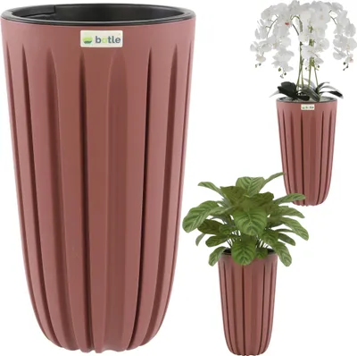 Obrázek produktu pro Vysoký květináč, výška 50 cm, růžový, kulatý, matný, stylový