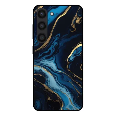 Produktbild von Smartphonica Handytasche für Samsung Galaxy S23 mit Marmordruck - TPU Rückseite Fall Marmor Design - Gold Blau